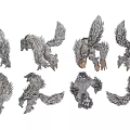 Realistic Gray Furry Animal Ornament Set With Various Dynamic Poses For Home Decor