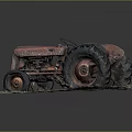 Old Red Rusty Vintage Tractor Functional Farm Vehicle With Large Wheels 3d model