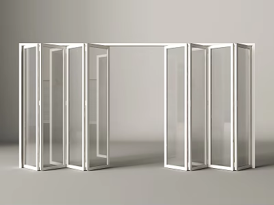Modern Interior Folding Doors With Glass Panels And White Frames 3d model