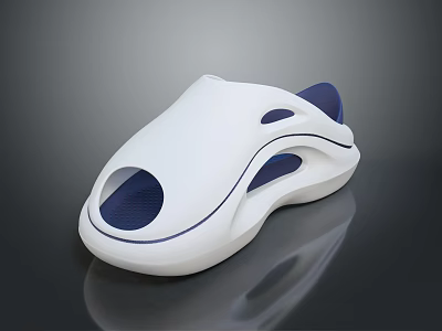 Stylish White Slippers With Blue Inner Modern Design And Hollowed Holes For Comfort 3d model