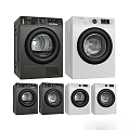 Modern Front Load Washing Machines In Black And White Color Variants 3d model