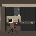 Modern Custom Desk Chair Bookcase Desk 3d model