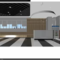 School Corridor Featuring Children's Artworks Slogan Glass Windows Black White Floor And Wooden Benches