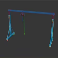 Blue Mobile Gantry Crane With Red Electric Hoist And Wheels For Industrial Use