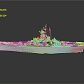 White Military Warship Model With Superstructure Antennas And Deck Equipment