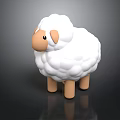Cute White Sheep Toy With Fluffy Wool And Brown Legs In Cartoon Style