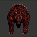 Detailed Red Triceratops Dinosaur 3D Render With Horns Spikes And Scaly Skin