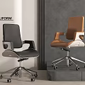 POLIFORM Modern Office Chairs In Black And Brown With Wheels And Metal Base