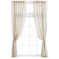 Light Colored Sheer Curtains With Tied Back Design For Window Interior Decoration