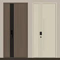 Modern Security Doors Featuring Wooden Texture Silver Finish Electronic Lock And Handle Design
