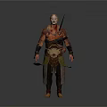 Man In Tribal Leather Clothing With Spiked Accessories And Green Sash