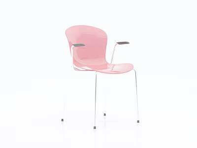 Modern Pink Office Chair with Armrests and Sleek Metal Legs Design 3d model