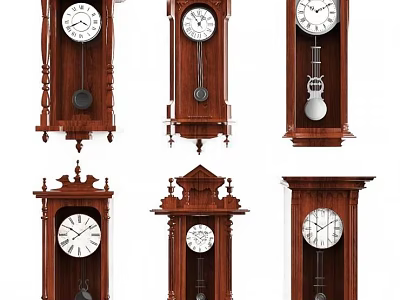 Antique Wooden Pendulum Clocks With Various Classic Designs And Styles 3d model
