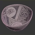 Ceramic Bowl Sculpture Carving With Geometric Patterns And Black White Decoration