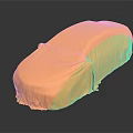 Orange Covered Car With Smooth Cloth On Dark Reflective Background 3d model