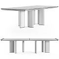 Modern Marble Top Table with Natural Vein Patterns and Metal Cylindrical Legs Design