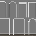 White Arch And Rectangular Door Frames On Gray Wall For Interior Design 3d model