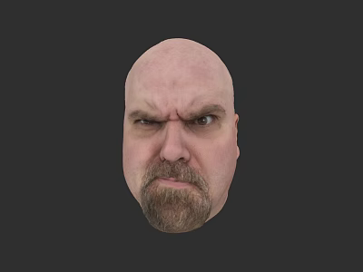 Mirror Reflecting Bald Man with Beard and Serious Expression on Dark Background 3d model