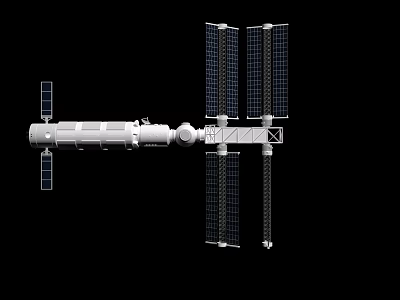 Orbital Space Station With Multiple Solar Panels And Connected Modules 3d model