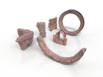 Handcrafted Stoneware Decorative Items With Ring Arch And Curved Strip Shapes 3d model