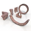 Handcrafted Stoneware Decorative Items With Ring Arch And Curved Strip Shapes