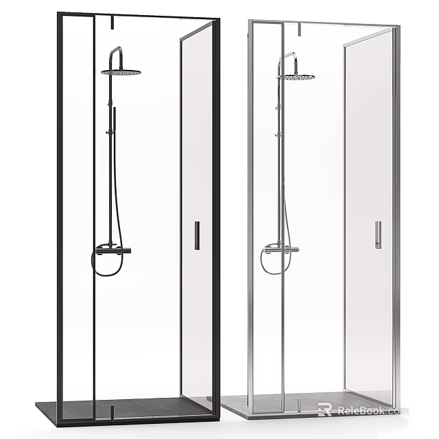 Modern Shower Sauna Design With Glass Enclosure And Rainfall Head 3d model