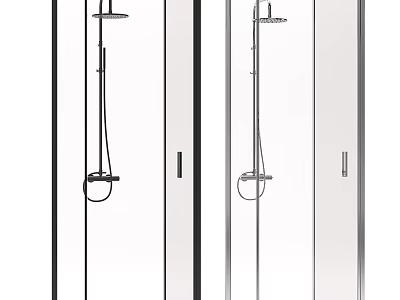 Modern Shower Sauna Design With Glass Enclosure And Rainfall Head 3d model