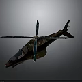 Camouflage Military Helicopter with Rotors Cockpit Windows and Detailed Design on Gray Background