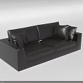 Modern Black Leather Two Seater Sofa With Comfortable Pillows And Sleek Design 3d model