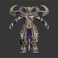 Detailed Fantasy Armored Character With Horns And Mythical Creature In 3D Model Design