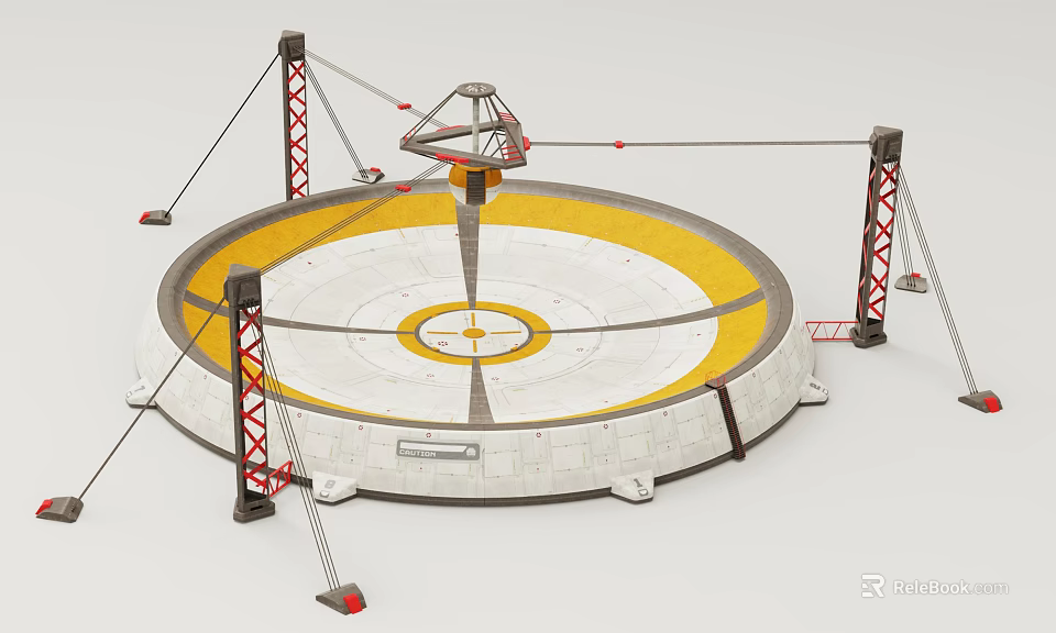 Large Circular Industrial Equipment With Support Structures 3d model