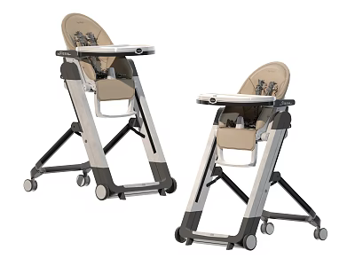 Sturdy Modern Children's High Chair Featuring Rolling Wheels And Stable Base 3d model