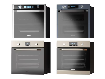Modern Built-in Kitchen Ovens With Digital Control Panels And Various Color Finishes 3d model