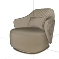 Beige Single Sofa With Vertical Stitch Backrest Curved Armrest Matching Cushion And Metal Base