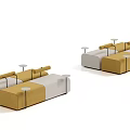 Modern Sofa And Coffee Table Set With Yellow Grey Fabric And Minimalist Metal Legs