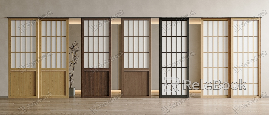 Japanese-style log-style sliding door Japanese-style sliding door log-style sliding door grille door and paper sliding door Japanese-style sliding door model