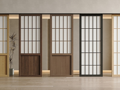 Japanese-style log-style sliding door Japanese-style sliding door log-style sliding door grille door and paper sliding door Japanese-style sliding door model