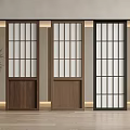 Japanese-style log-style sliding door Japanese-style sliding door log-style sliding door grille door and paper sliding door Japanese-style sliding door 3d model