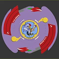 Purple Round Furniture With Blue Center Cartoon Design Red Yellow Accents And Speed Detail