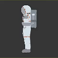 Two Astronauts With One Pixelated Design Standing With Arms Outstretched In White Suits