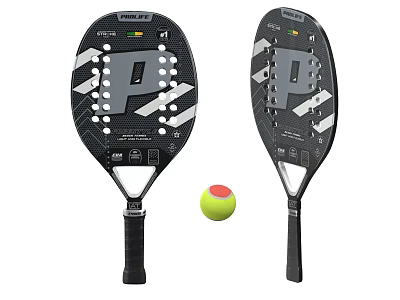 High Performance Pickleball Paddles With Black And White Design And Yellow Red Ball 3d model