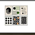 Bauhaus Posters With Geometric Patterns Black White Green Orange Hues