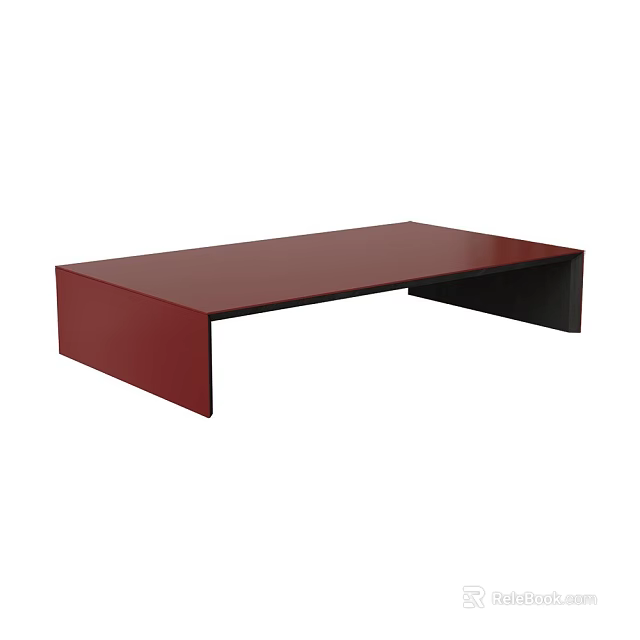 Modern Red Coffee Table With Black Base Simple Design Style 3d model
