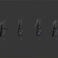 Four Fantasy Armored Characters As Creatures With Detailed Armor And Weapons