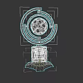 Modern Innovative Sports Equipment With Circular Ring Green Glowing Football Base