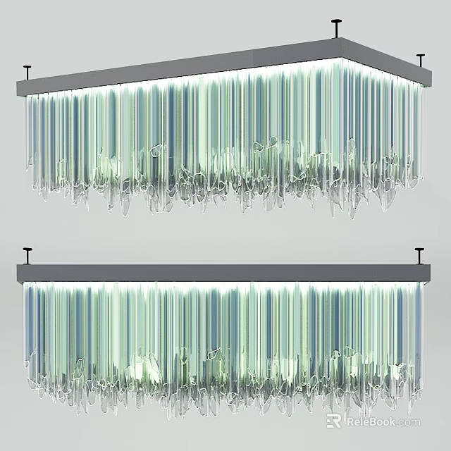 Elegant Modern Crystal Chandelier With Hanging Glass Strands And Soft Illumination 3d model 