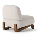 Beige Fabric Single Sofa with Curved Back and Modern Wooden Legs