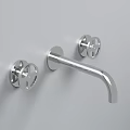 Wall Mounted Chrome Faucet with Dual Handles and Sleek Spout in Modern Design