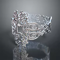 Elegant Silver Filigree Bracelet With Intricate Swirl Patterns And Decorative Design 3d model
