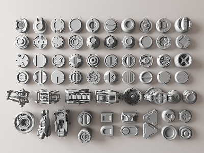 Modern mechanical parts and equipment 3d model